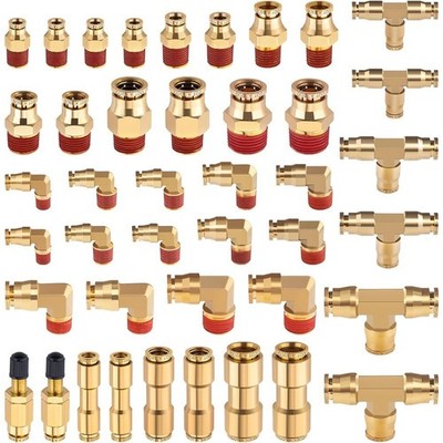 43 PCS Brass DOT Air Brake Line Fittings Quick Connect Push to Connect 1/4 3/8