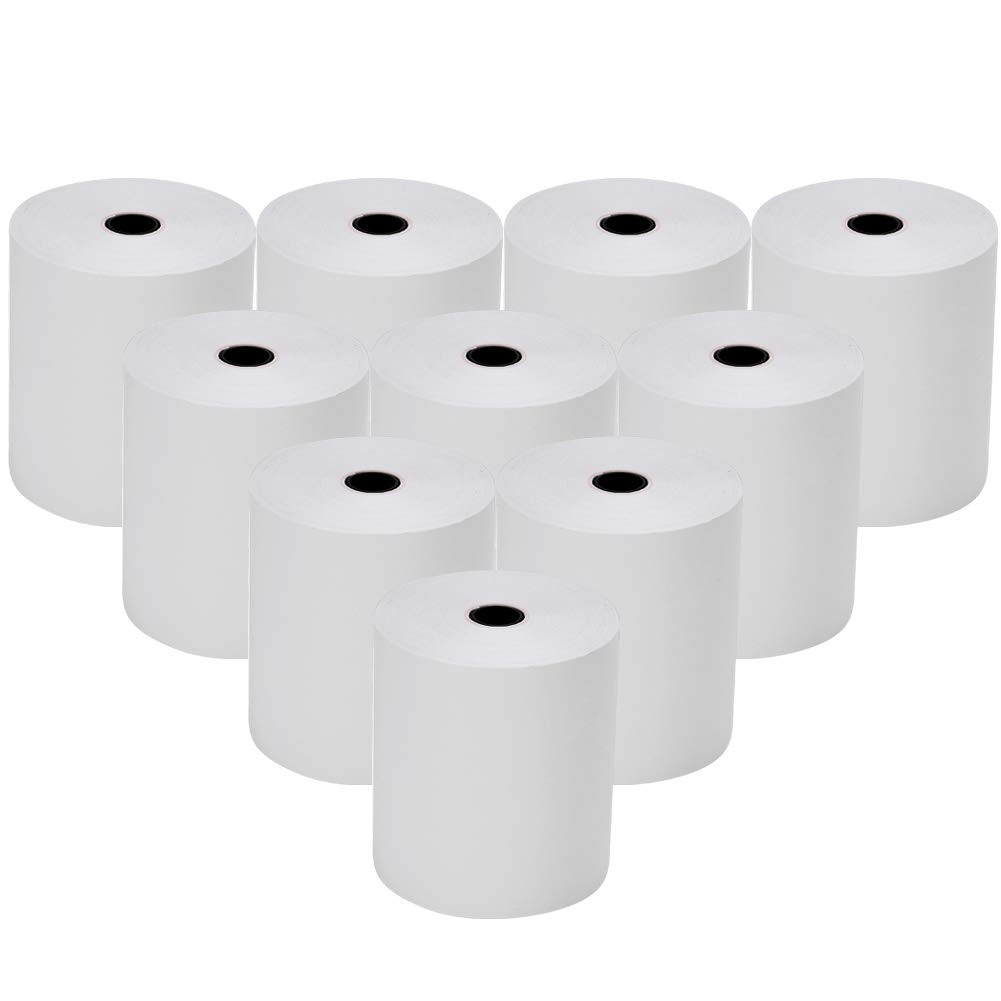 2 1/4 x 85ft Thermal Paper Rolls for Credit Card Receipts - 10 Pack Cash Register Rolls
