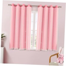 Curtains with Sheer Overlay for Girls Bedroom 2 52"W x 63"L Pack of 2 Pink