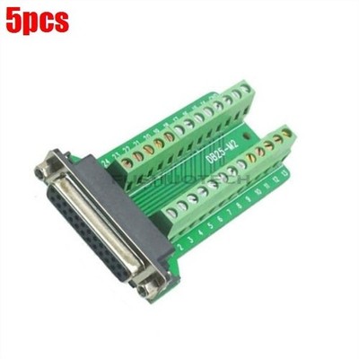 5Pcs DB25 Female 25Pin Plug Breakout Pcb Board Terminals D-Sub Connector New pi