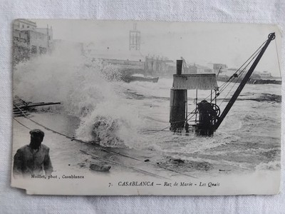 MOROCCO CASABLANCA RAZ DE MAREE LES QUAIS 1914 POSTCARD R4654