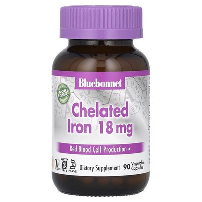 2 X Bluebonnet Nutrition, Chelated Iron, 18 mg, 90 Vegetable Capsules