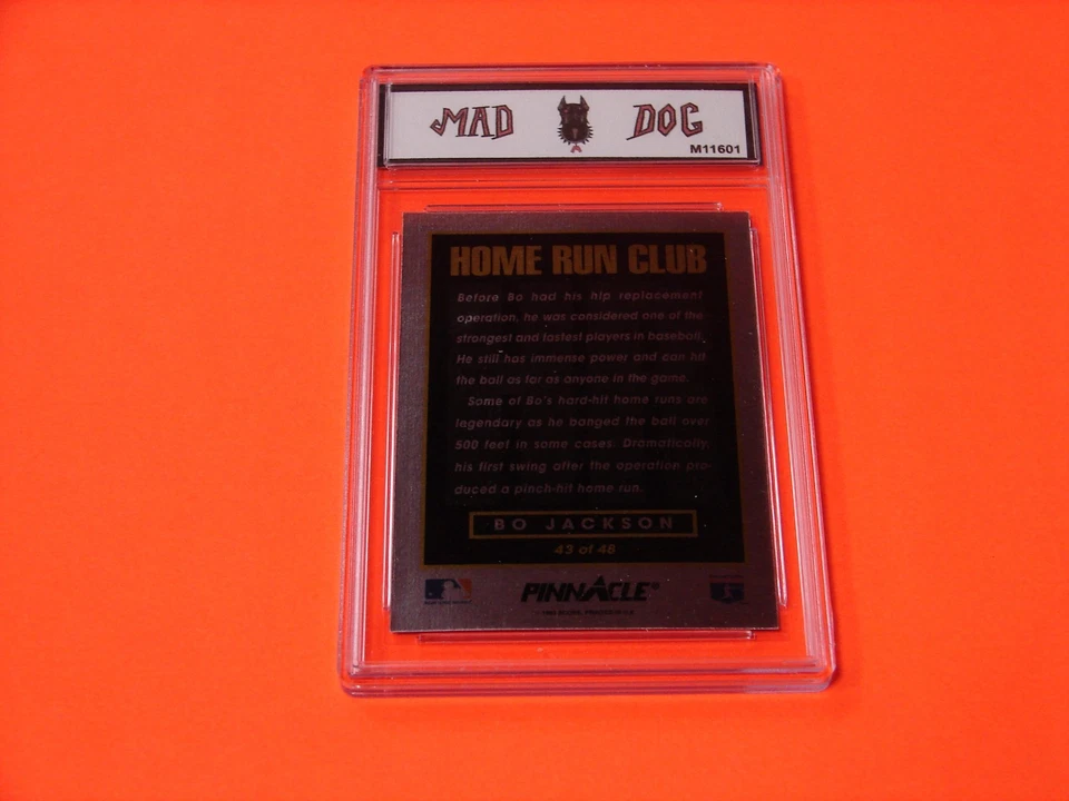 BO JACKSON***1993 PINNACLE HOMER CLUB---ROYALS--SOX--GEM Mint 10**Mad Dog GRADED - Image 2 of 2