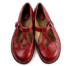 clarks artisan tustin talent red leather t bar mary jane shoes uk 4 d eu 37
