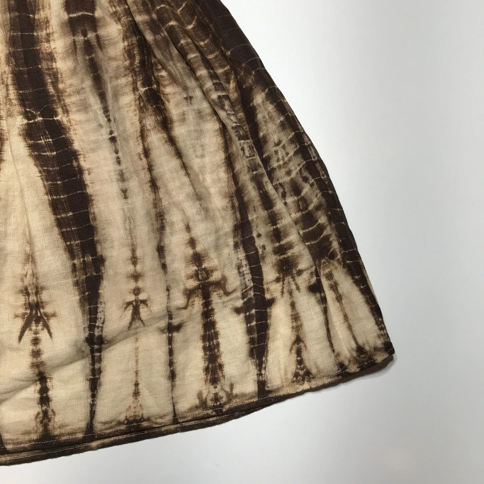 Michael Kors Skirt Womens 8 Tie-Dyed Brown Tan 100% Linen A-Line Beach Vacation - Image 4 of 4