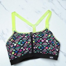Victoria s Secret Sport Bra 342D VSX Knockout Zip Front Colorful Adjust Straps