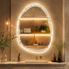 Irregular LED Bathroom Mirror Backlit Vanity Mirror Anti Fog Touch Sensor 20x28"