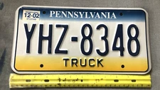 License Plate, Pennsylvania, 2002, Truck, YHZ 8348