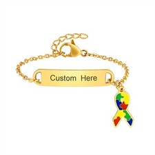 Personalised ID Name Bracelet Autism Symbol Charm for Baby Boy Girl Kid Children