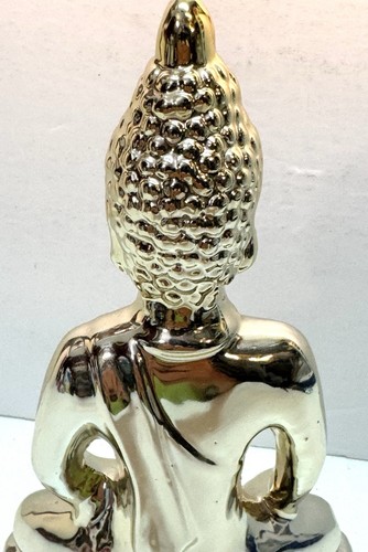 Chinese Tibetan Gilt Silver Ceramic Buddha Statue Figurine 8.25" - Picture 9 of 13