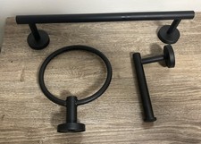 3pc Bath Hardware Set Black Toilet Paper Holder, Towel Ring,16 Towel Bar