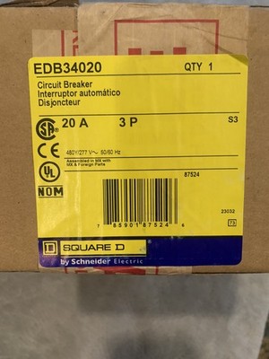 Square D EDB34020 20A 3 Poles Bolt On Circuit Breaker