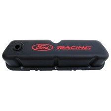 Ford Racing Logo Stamped Steel Valve Covers With Black Crinkle Finish