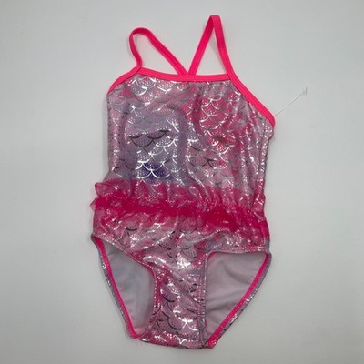 Pink Silver Mermaid Swimsuit 12M Tutu One Piece Sparklecore Fairycore Kidcore