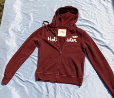 Vintage Y2K Hollister Womens Burgundy Hoodie Full Zip Sz. Large