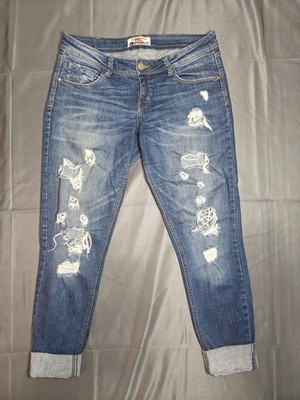 Women s Terranova Distressed Jeans Large Blue Stretch Denim Casual Slim Fit Pant