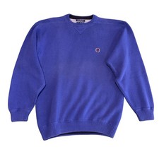 Vintage Y2K Tommy Hilfiger Mens Blue Knit Crewneck Sweater L 