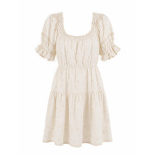 Old Navy Cream Eyelet Peasant Mini Dress Cottagecore Large