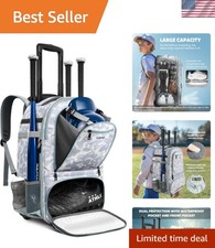 Professional Baseball Catcher's Gear Bag with Multi-Pocket Organization & Wheels