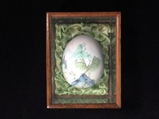 E1273 Cinese Dipinta Uovo Kazaritamago Annata Custodia Okimono Paesaggio Interno