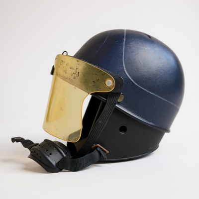 Vintage Buco Helmet With Full Face Shield Chin Strap Navy Blue