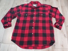 GA2 VTG Men's FIELD STREAM Buffalo Red Black Plaid Heavy Weight Flannel Shirt