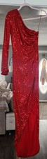 New Fashion Nova Medium Red Sequin Dress Stretchy Dress Gown Prom Formal Slit
