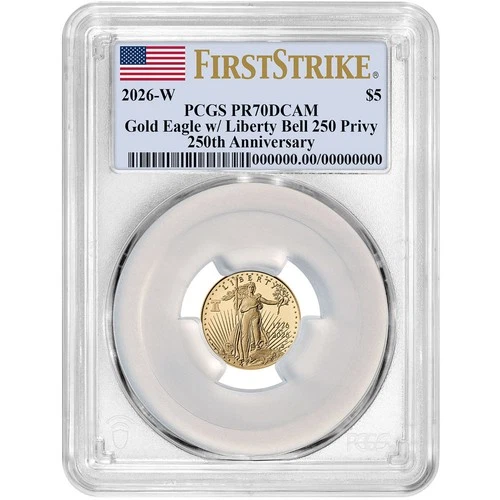 2026-W $5 1/10-oz Proof American Gold Eagle PCGS PR70DCAM FS Flag Label