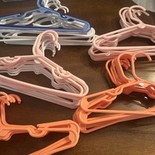 Lot Of 65 Children's Clothes Hangers 11" X 6.5" Pink Blue White  Salmon