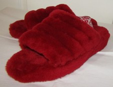EUC UGG Fluff Yeah Slide Ribbon Red Casual Comfort Slippers Shoes Size 9
