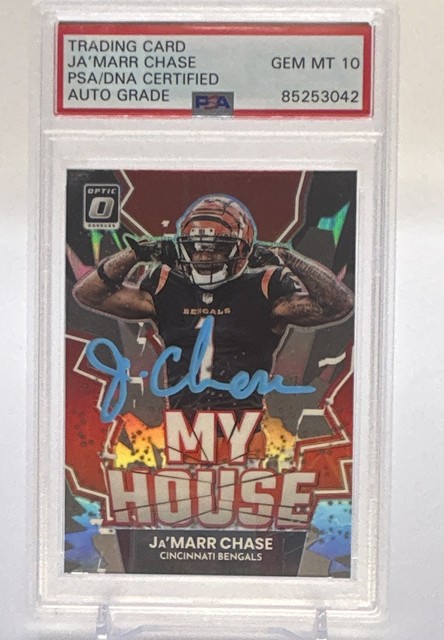 2022 Panini Donruss Optic Ja'Marr Chase My House! Holo Auto PSA 10 MH-13