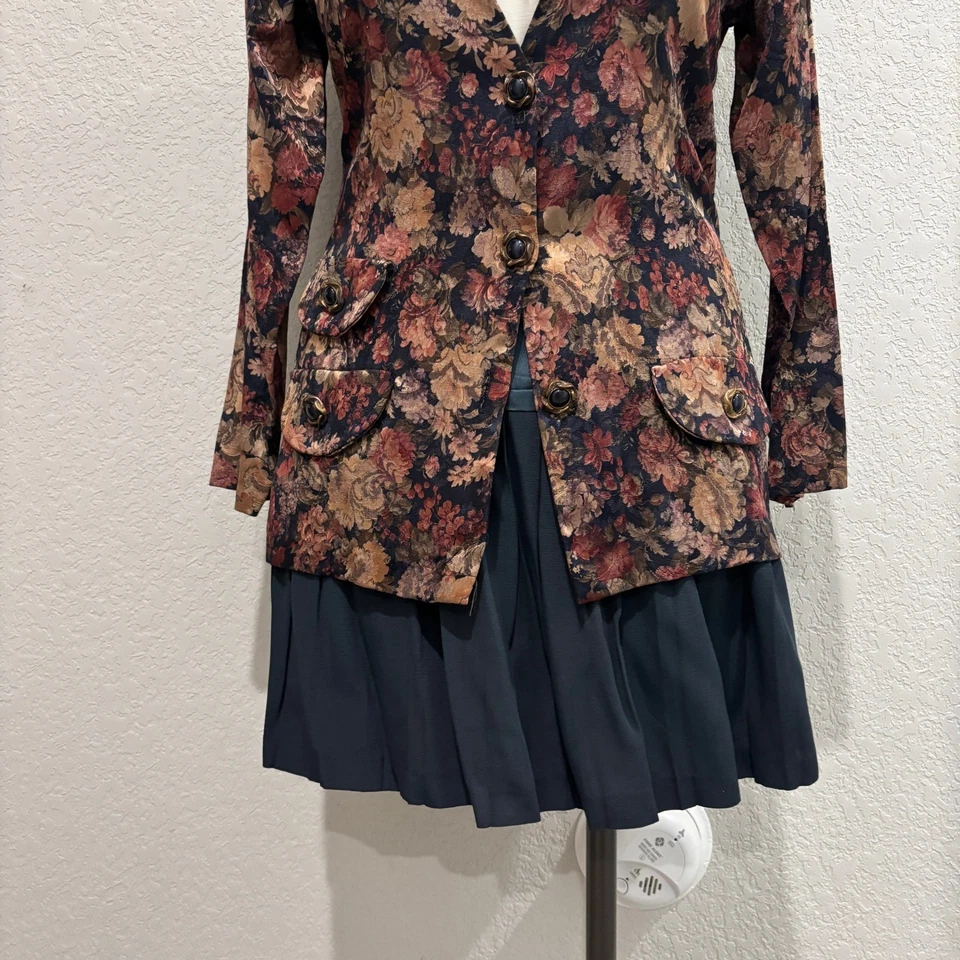 Conjunto Falda Blazer Floral Vintage Dawn Joy Fashions Talla 13 14 Hecho en EE. UU. Foto 4 de 4
