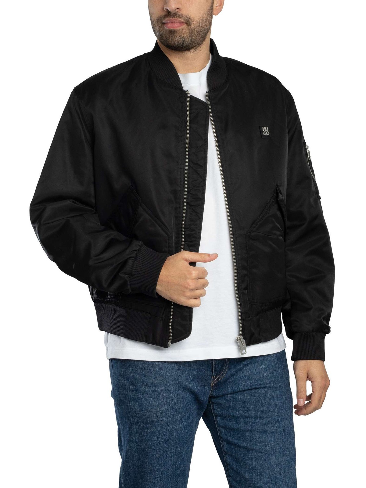 HUGO Men's Badam2611 Bomber Jacket, Black