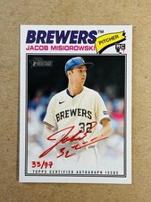 Jacob Misiorowski 2026 Topps Heritage Red Ink Autograph Auto RC /77 #ROA-JM