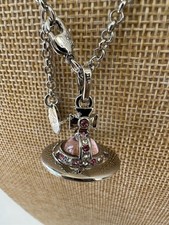 Vivienne Westwood Small Orbit 3D Halskette Silber Rosa