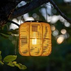 CLAONER Solar Rattan Lantern with Twine Handle Outdoor Waterproof for Yard Decor
