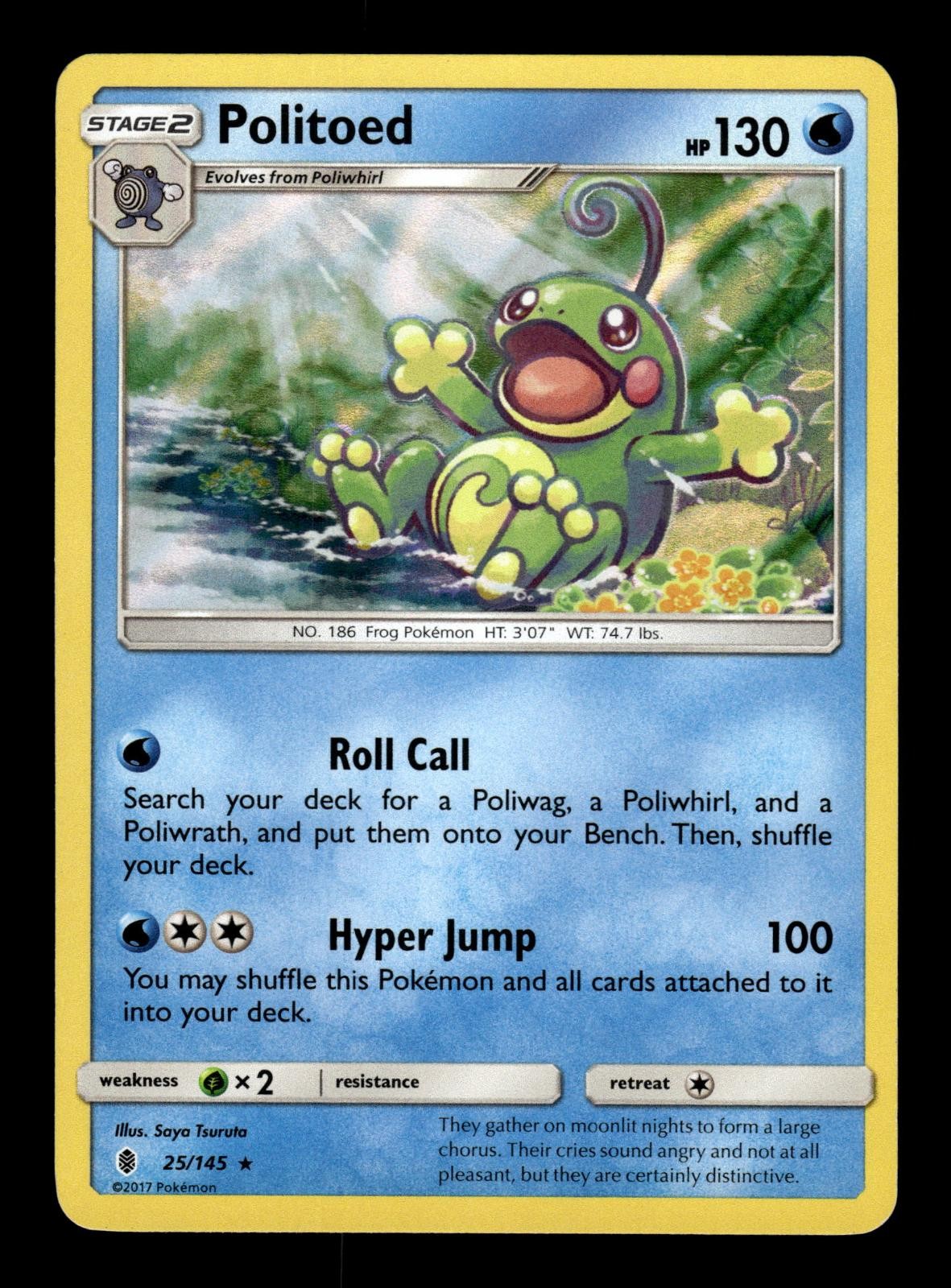 Politoed 25/145 Holo Rare Guardians Rising Pokemon Near Mint