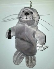 Seal Holding A Coke Bottle. Plush. Christmas Tree Ornament. Hanging.