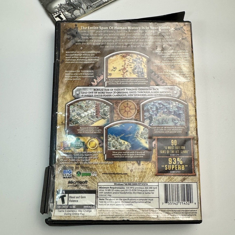 Microsoft Cd Rom Ebay Microsoft Rise of Nations PC CD-ROM Strategy RTS T-Teen w/ Expansion ...