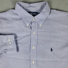 Ralph Lauren Shirt Mens 17.5 Blue Pony Dress Button Up Long Sleeve