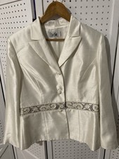 Le Suit Women's Size 10 Amazing Off White Embroidered Jacket Wedding Formal