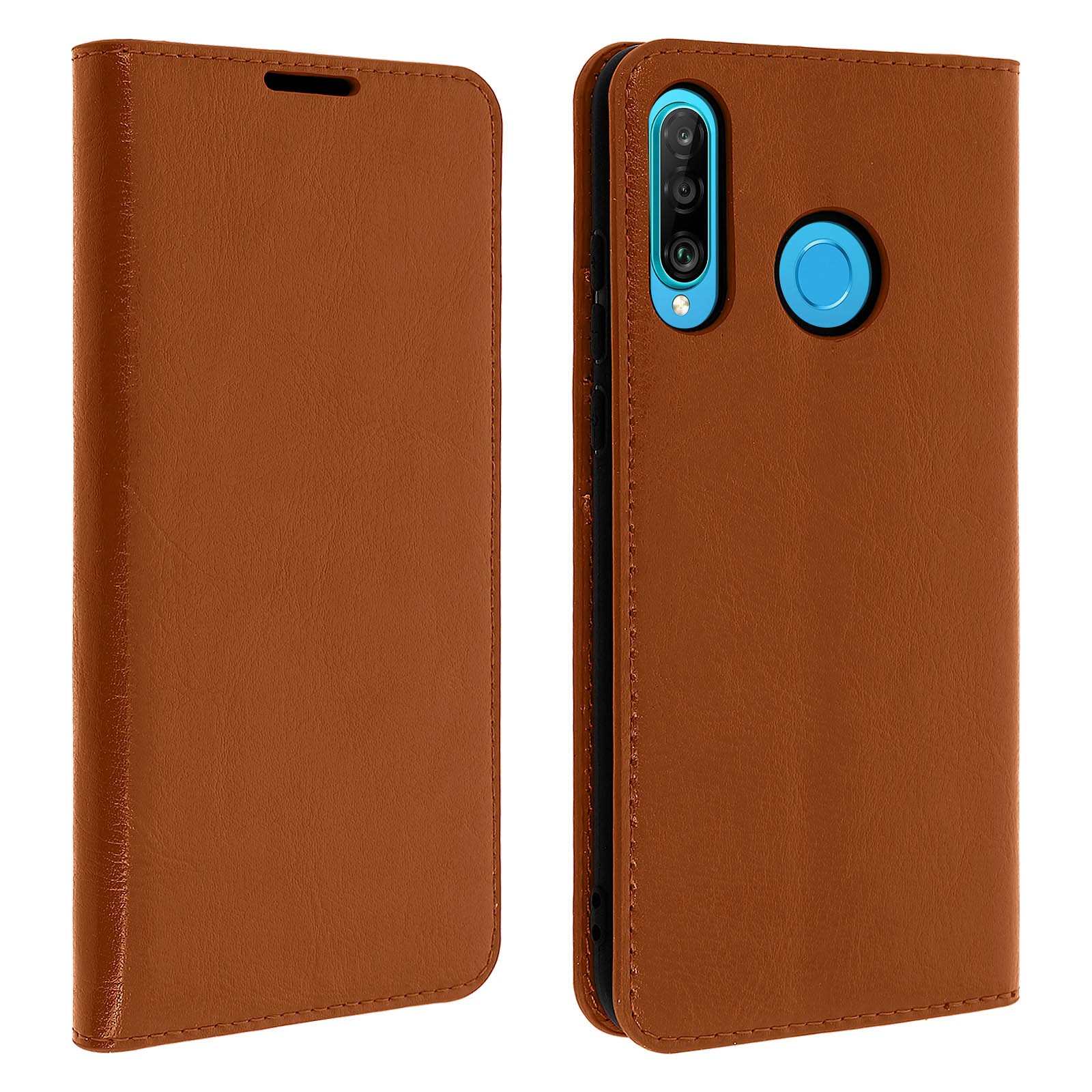 Étui support vidéo Huawei P30 Lite en cuir véritable avec fente pour carte bancaire