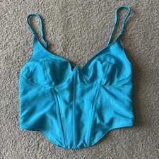 Urban Outfitters Teal corset cropped top Size XS