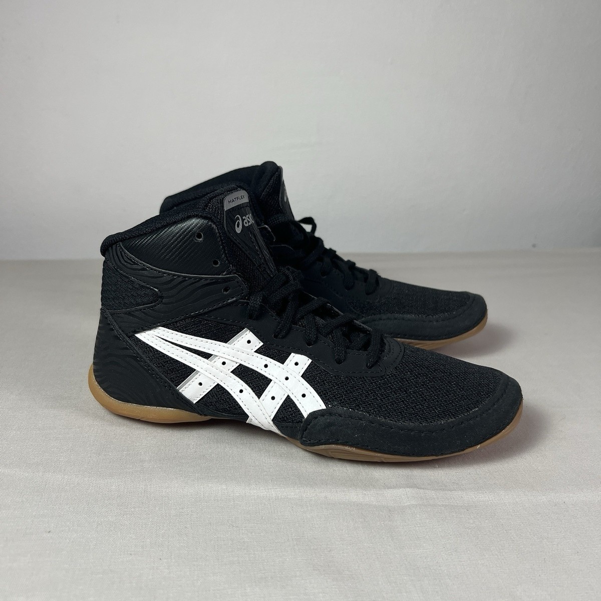 ASICS Kids Wrestling Matflex Shoes Size Black/White Mesh Breathable NWOB