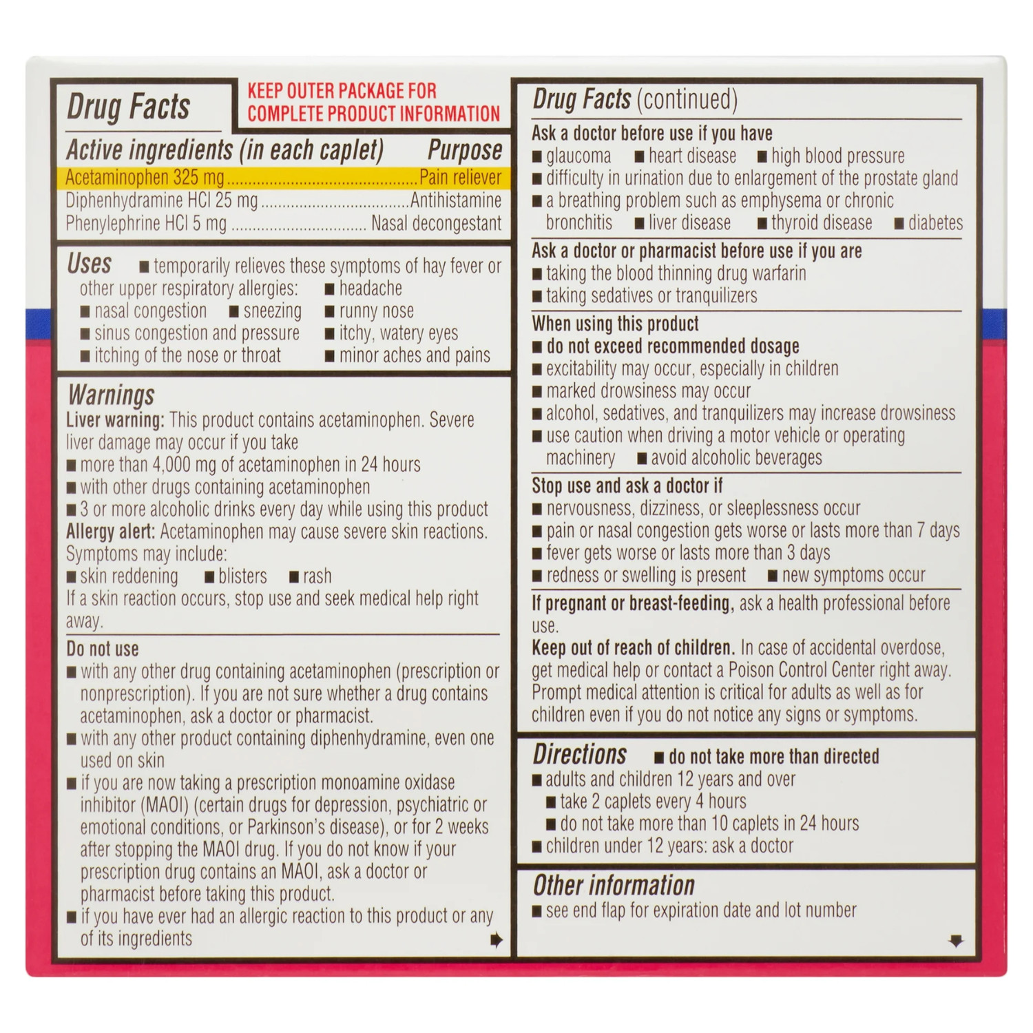 Equate Maximum Strength Severe Allergy Plus Sinus Headache Caplets, 20 Count