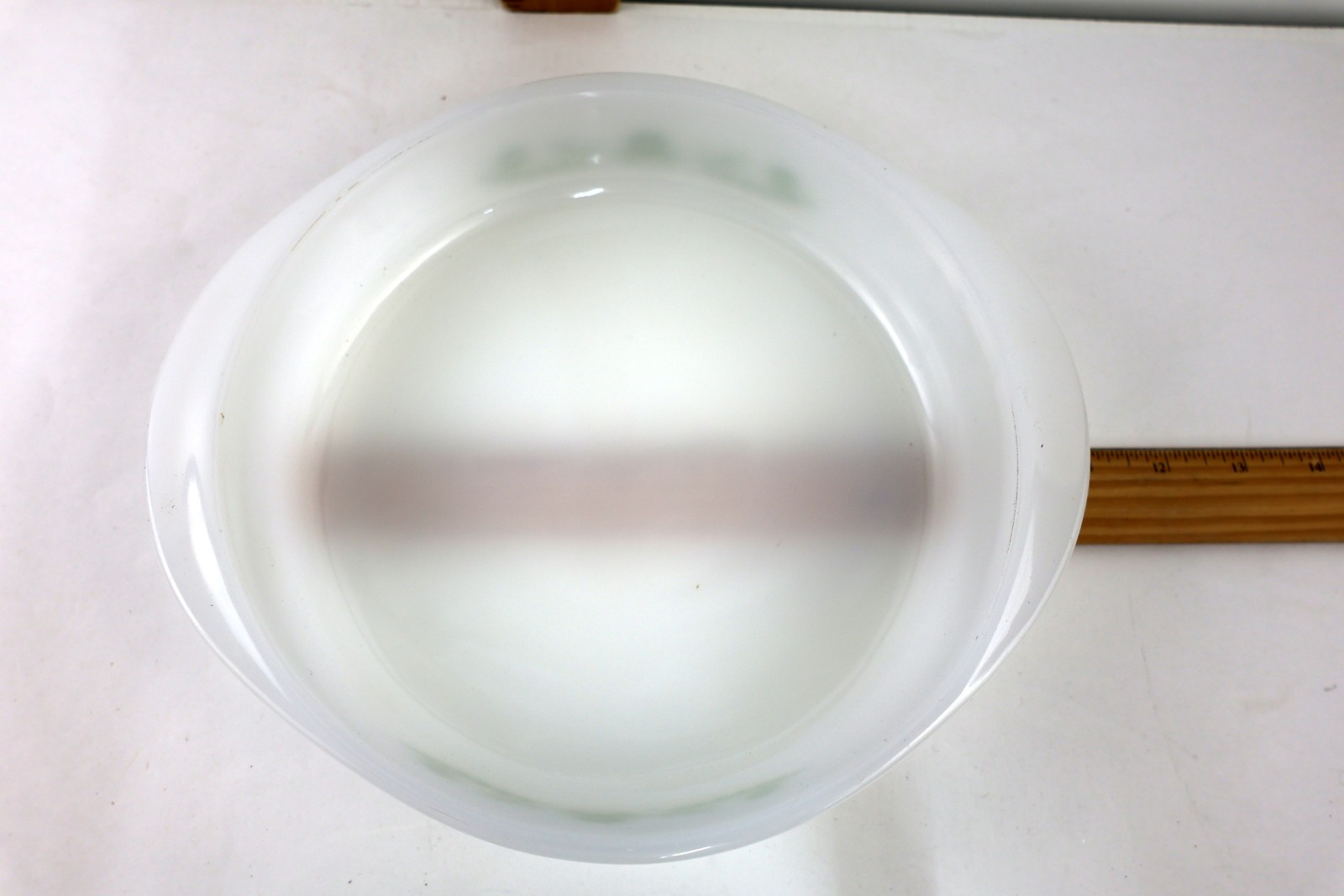 Vintage Glasbake Green Daisy J2429 Baking Dish 8" USA Milk Glass