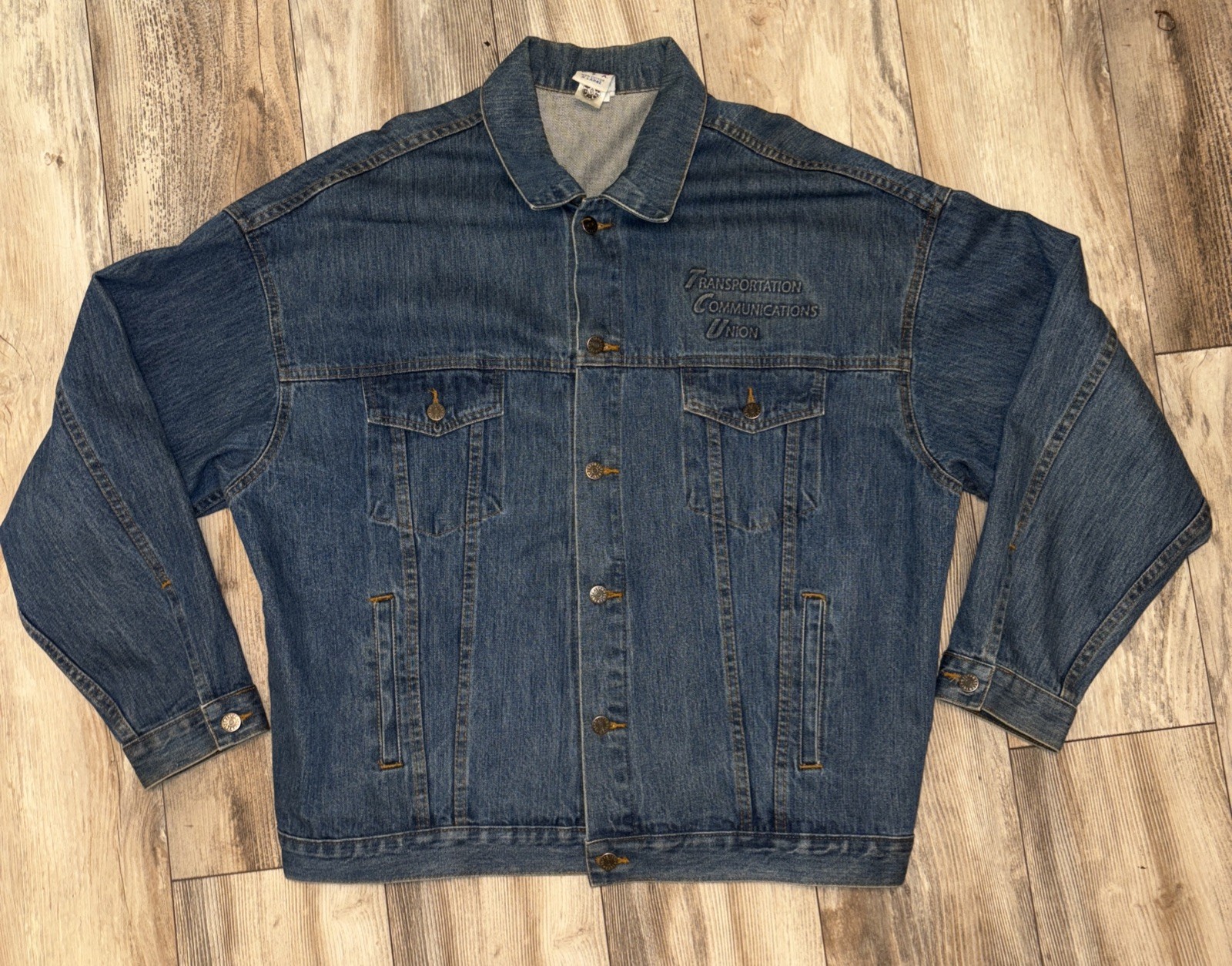 American Eagle Embossed Denim Jacket Transportati… - image 2