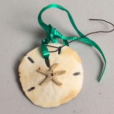Vintage Real Sand Dollar Starfish Coastal Christmas Tree Ornament
