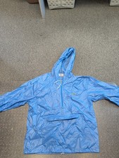 VTG MENS IZOD LACOSTE BLUE ANORAK HOODED RAIN JACKET SIZE MEDIUM WINDBREAKER