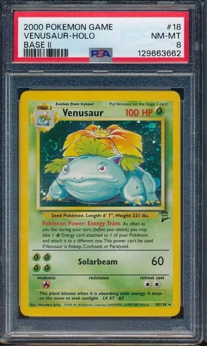 2000 Pokemon Base II 2 18 Venusaur Holo PSA 8 FULL SWIRL - 129663662